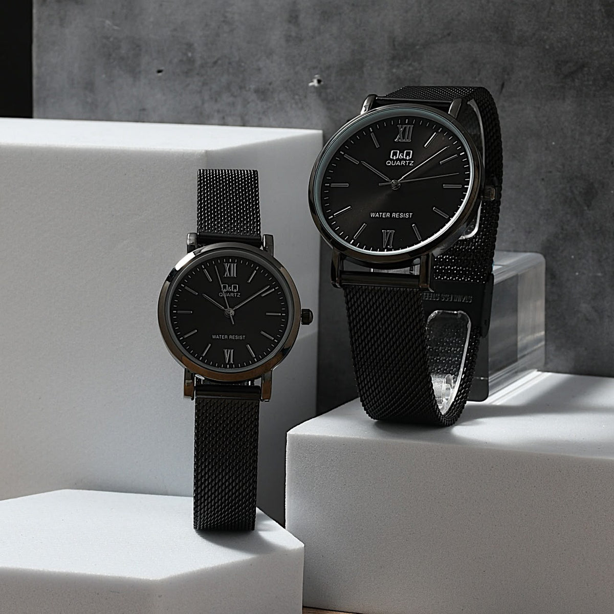 Reloj para Parejas Original Q&Q Dúo Pulso Malla en Acero
