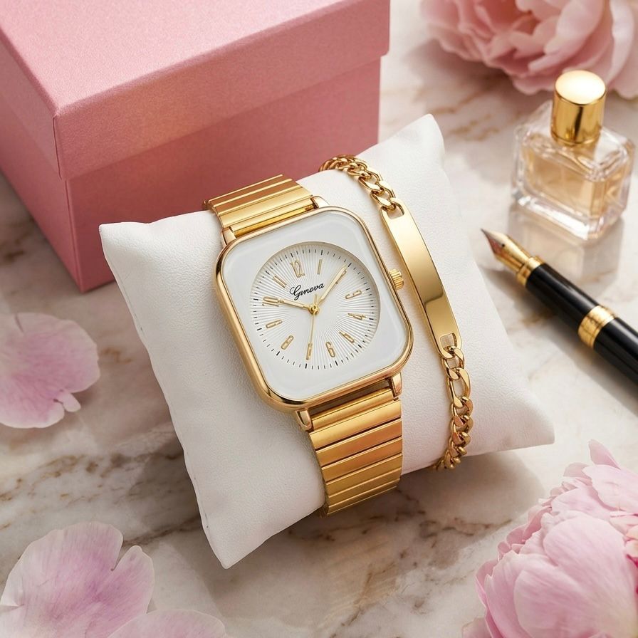 Set De Reloj Y Pulsera Para Mujer Marca Geneva