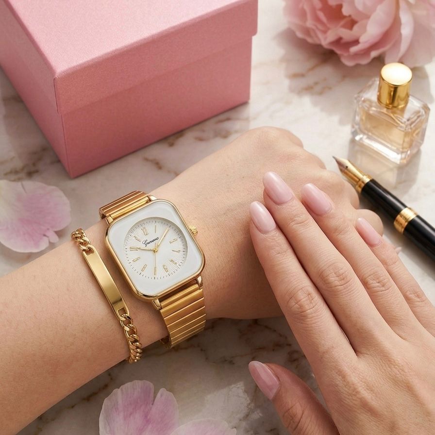Set De Reloj Y Pulsera Para Mujer Marca Geneva